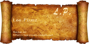 Lee Piusz névjegykártya
